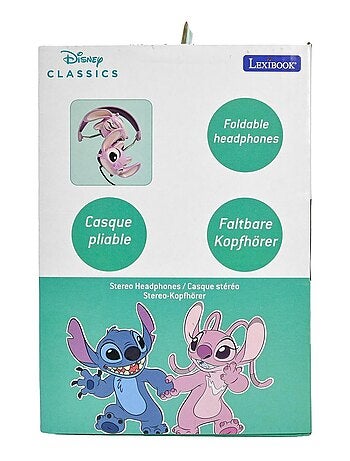 Angel de disney stitch auriculares plegables con cable y limitación segura del volumen