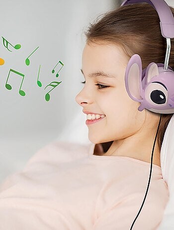 Angel de disney stitch auriculares plegables con cable y limitación segura del volumen
