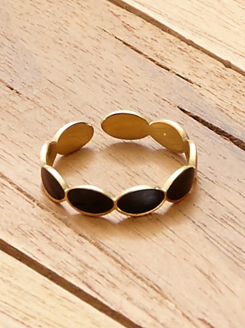 Anillo ajustable dorado y perla NEGRO - Kiabi