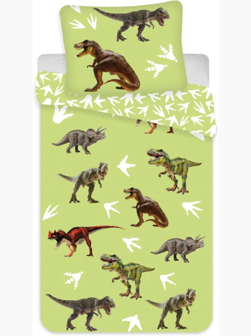 Animal Déco - juego de sabanas bebé algodón reversible dinosaurio Verde - Kiabi