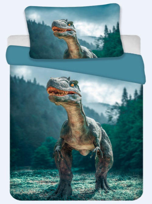 Animal Déco - Juego de sábanas infantil de algodón Dinosaurio Rex - Funda nórdica 140x200 - Kiabi