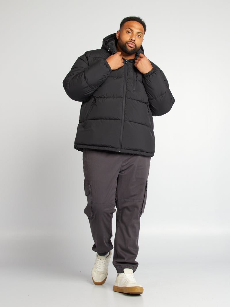 Anorak acolchado ancho e impermeable negro - Kiabi
