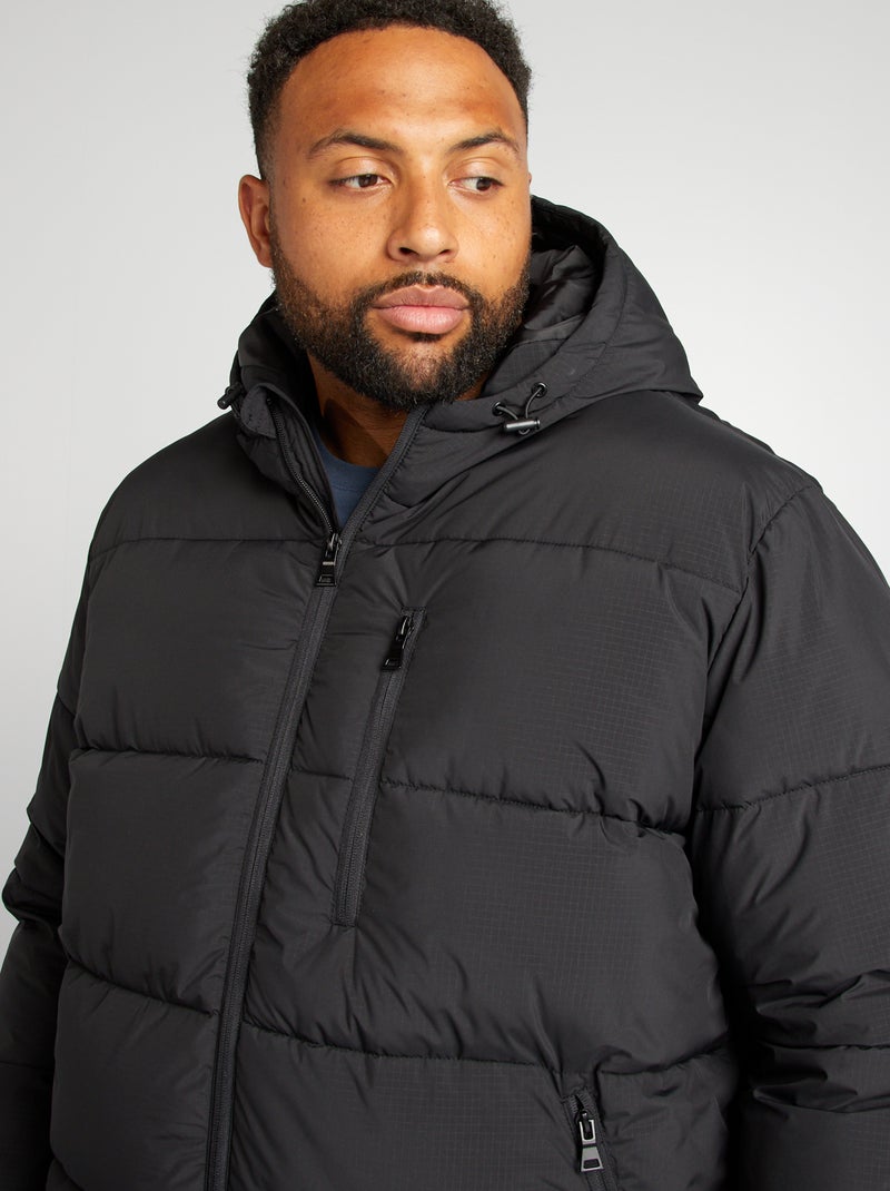 Anorak acolchado ancho e impermeable negro - Kiabi