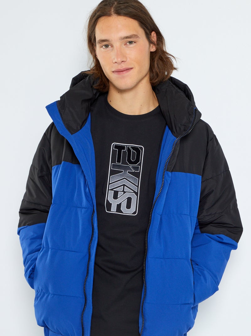 Anorak acolchado colorblock azul océano - Kiabi