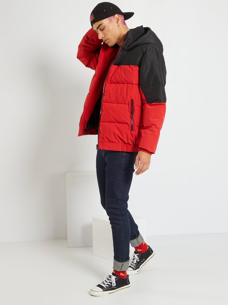 Anorak acolchado colorblock rojo bombero - Kiabi