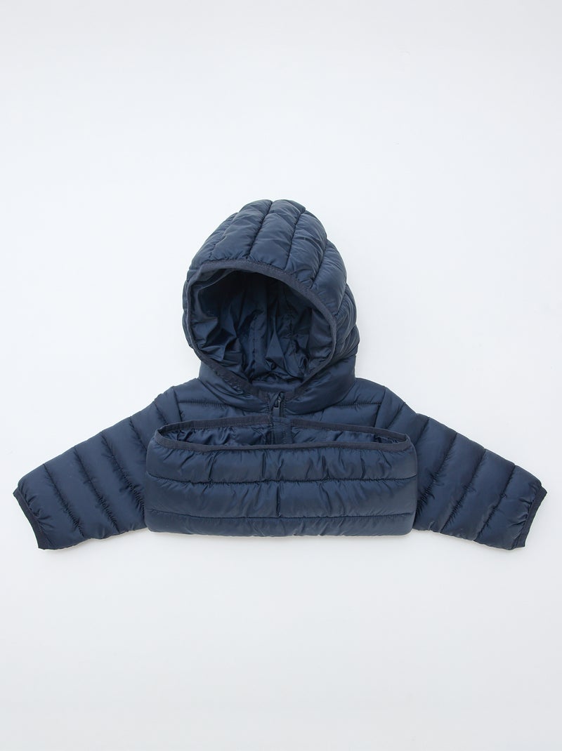 Anorak acolchado con capucha azul - Kiabi