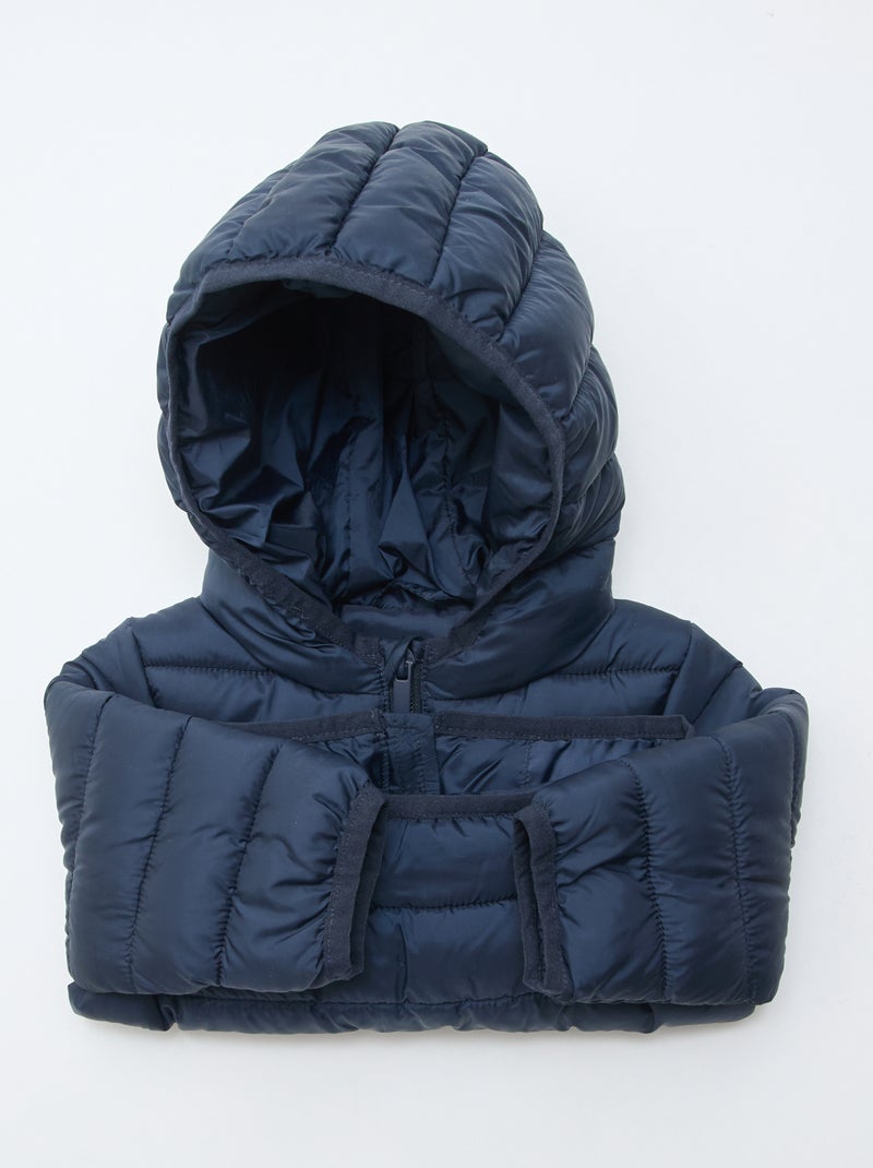 Anorak acolchado con capucha azul - Kiabi