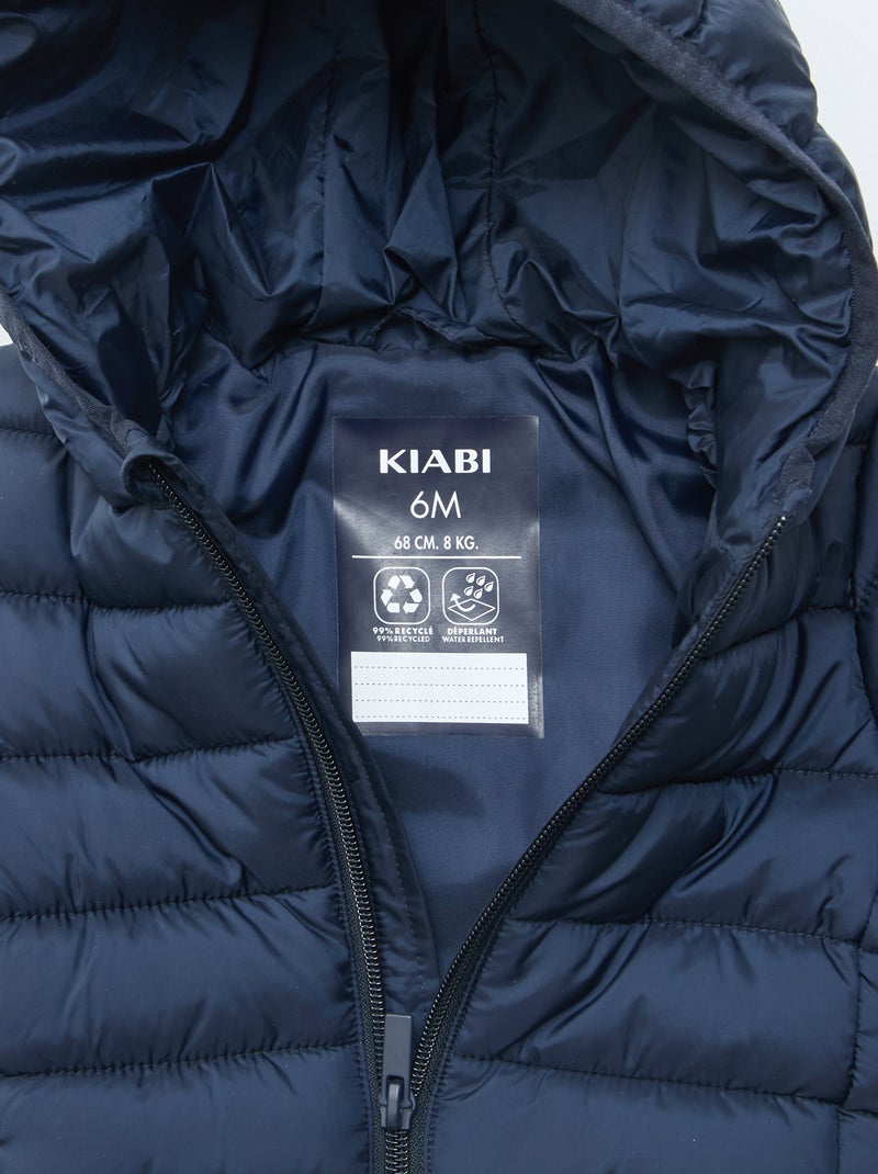 Anorak acolchado con capucha azul - Kiabi