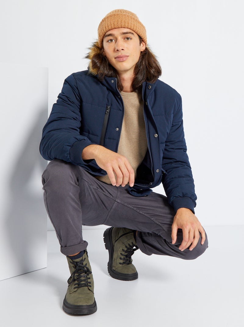 Anorak acolchado con capucha AZUL - Kiabi