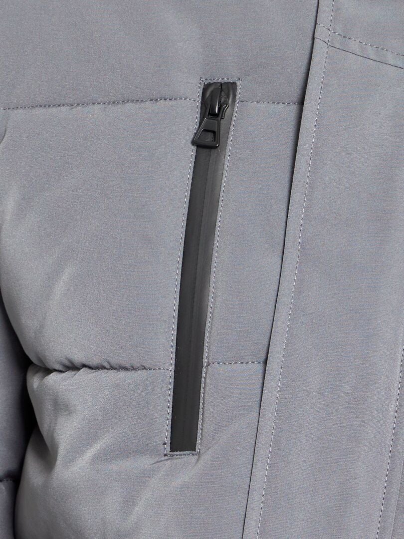 Anorak acolchado con capucha GRIS - Kiabi