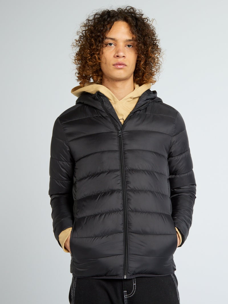 Anorak acolchado con capucha NEGRO - Kiabi