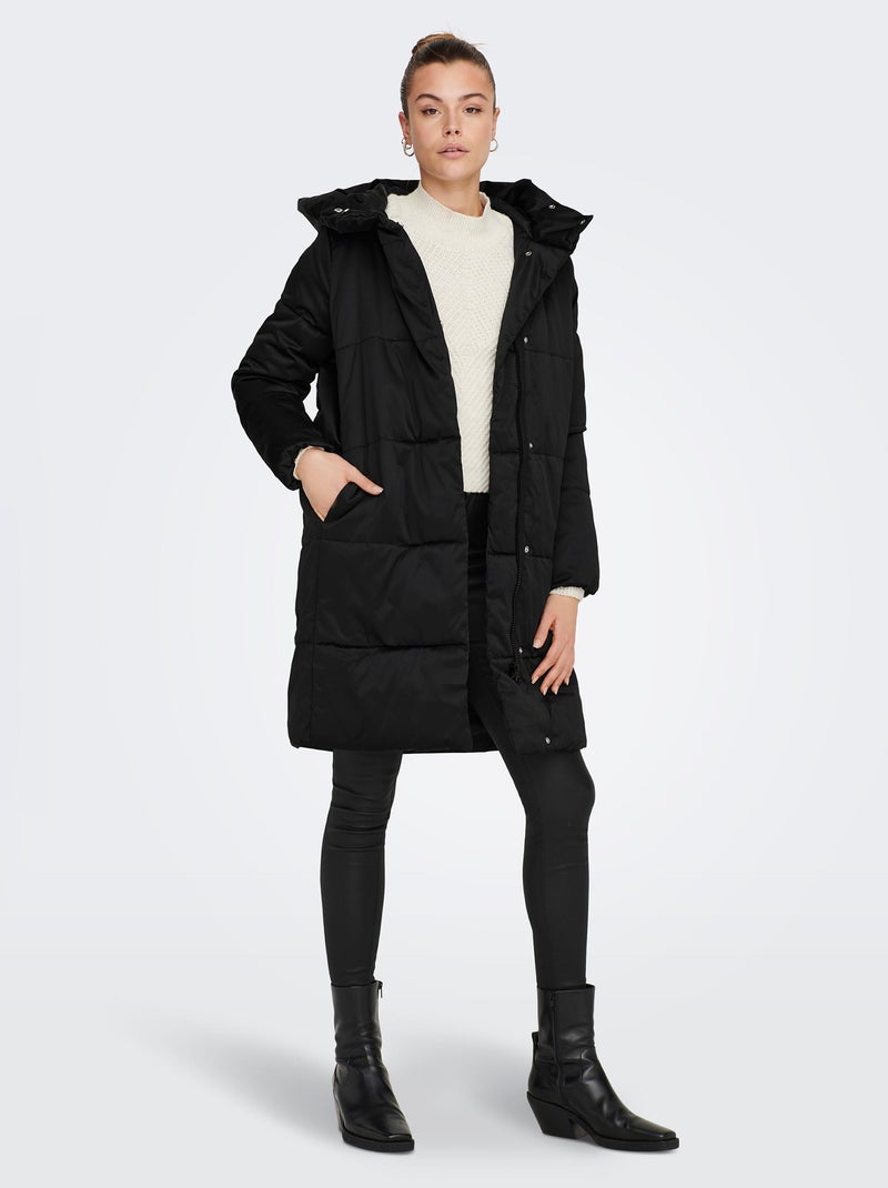 Anorak acolchado con capucha negro - Kiabi