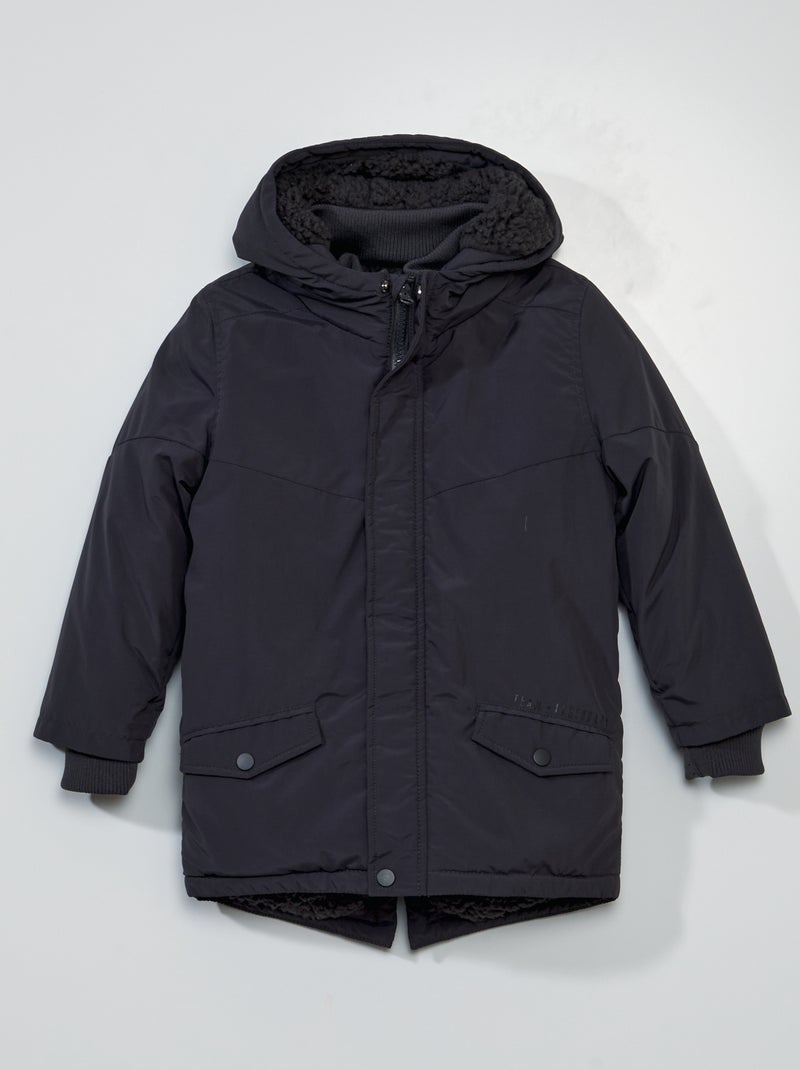 Anorak acolchado con capucha NEGRO - Kiabi