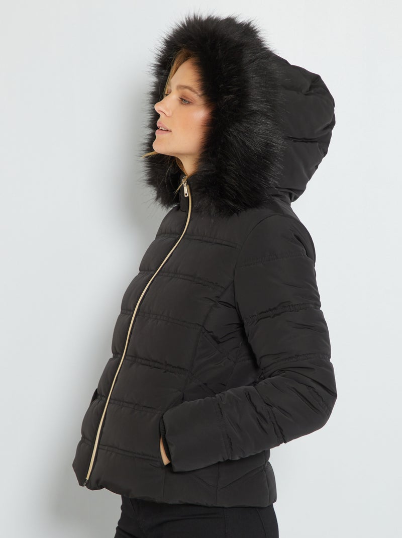 Anorak acolchado con capucha Negro - Kiabi
