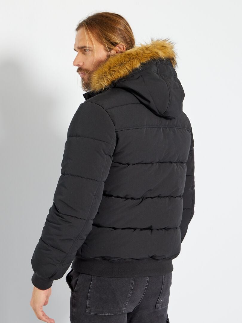 Anorak acolchado con capucha Negro - Kiabi