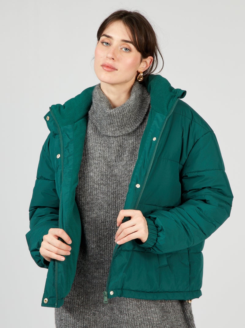 Anorak acolchado con cuello alto VERDE - Kiabi