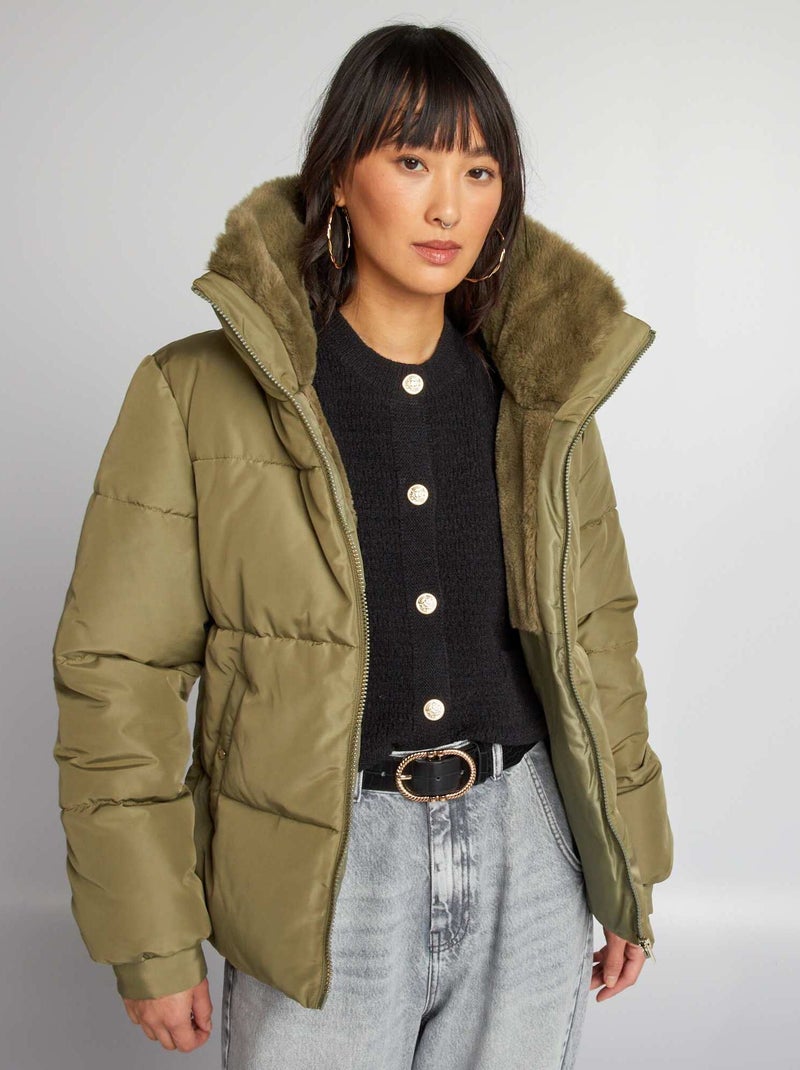 Anorak acolchado con cuello suave VERDE - Kiabi