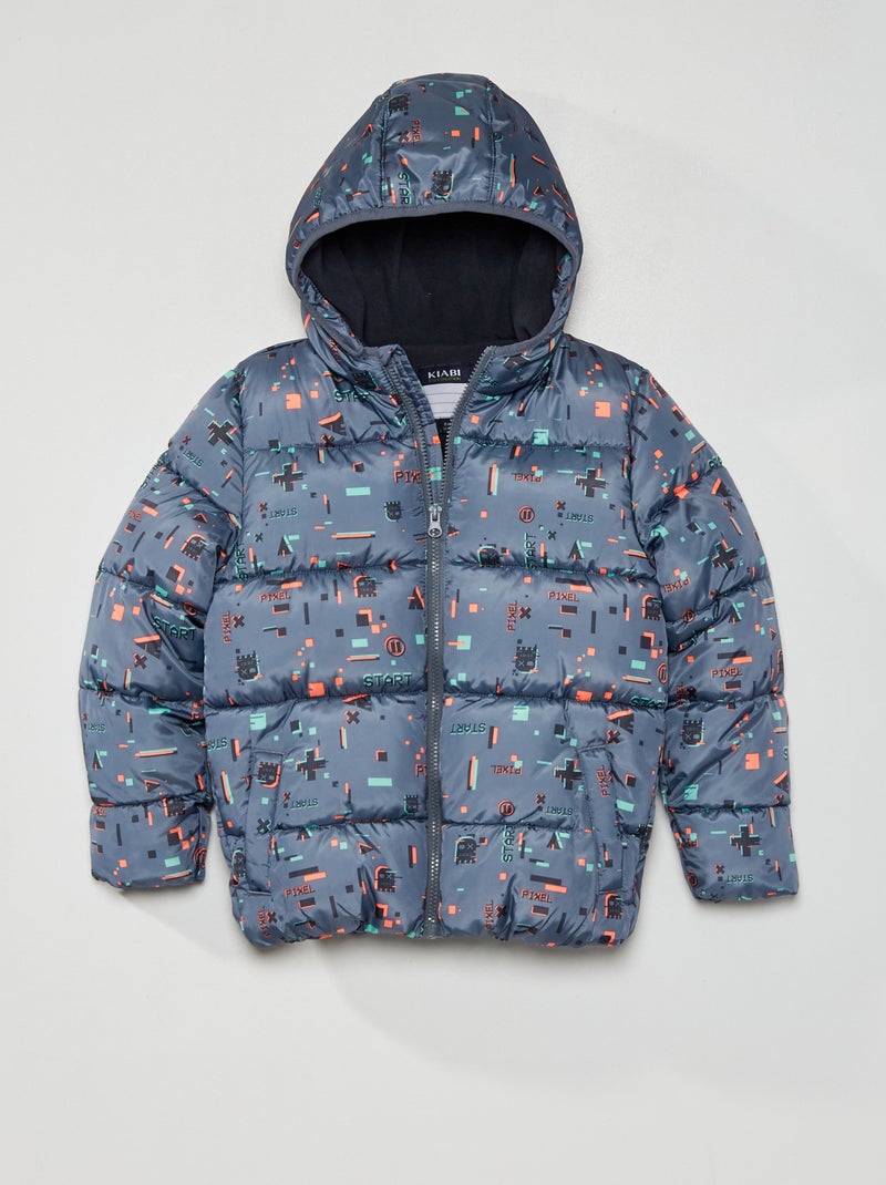Anorak acolchado con estampado de fantasía AZUL - Kiabi