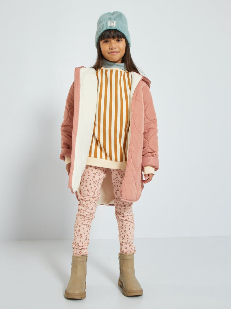 Anorak acolchado con forro polar rosa - Kiabi