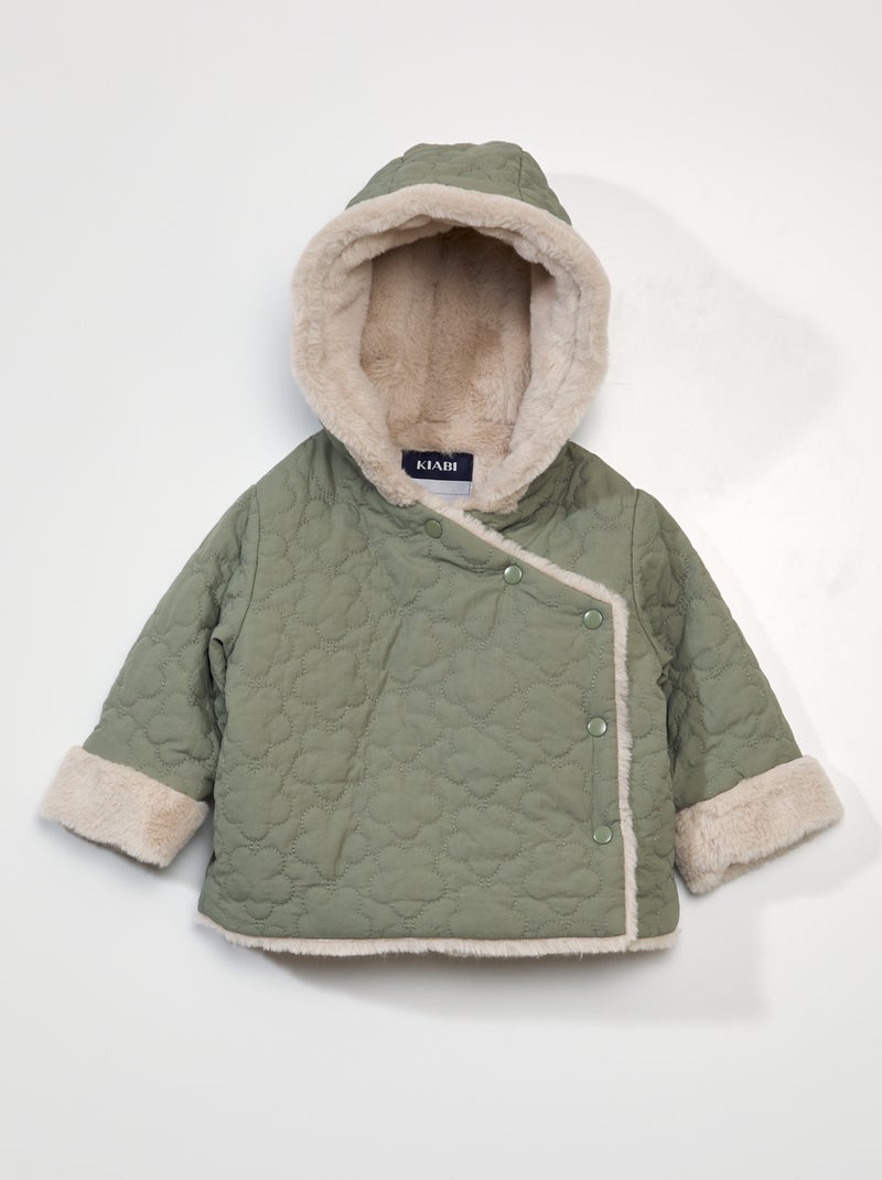 Anorak acolchado con interior de pelo KAKI - Kiabi