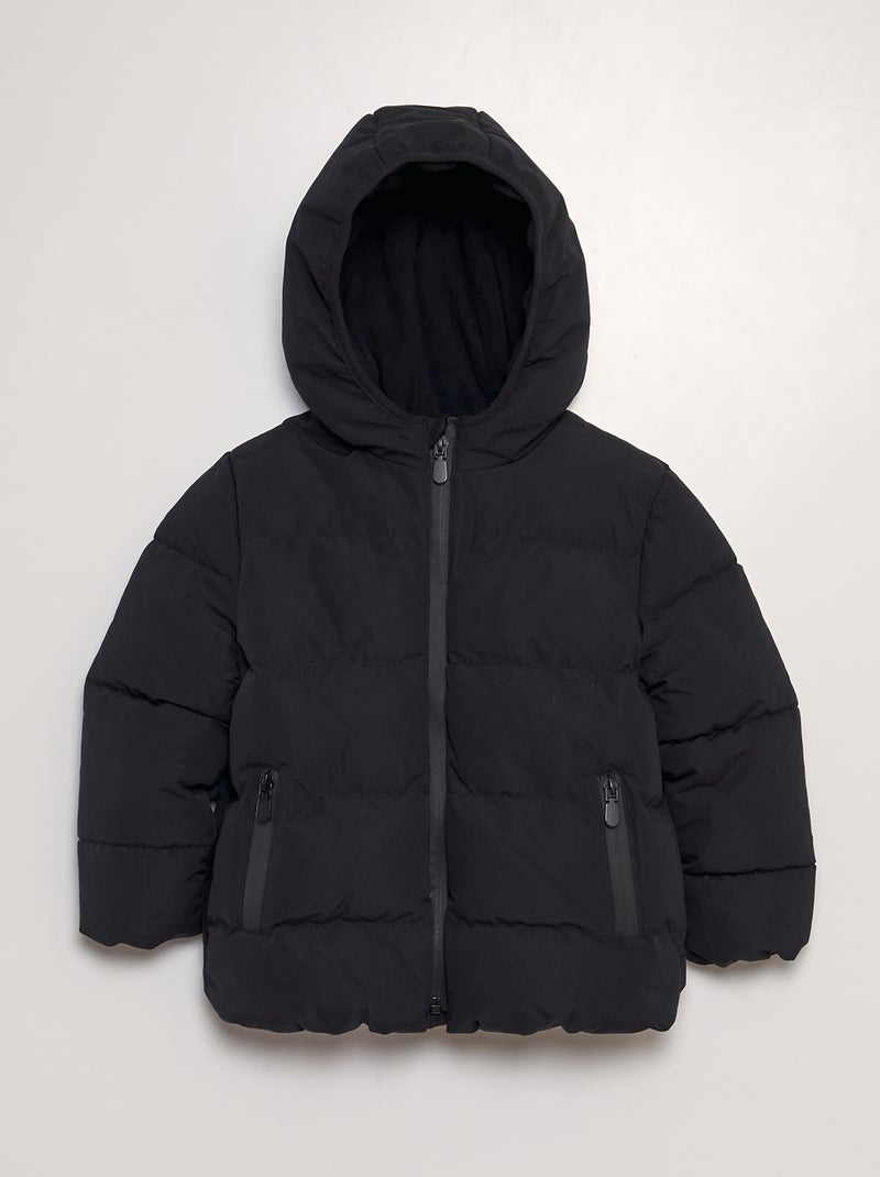 Anorak acolchado con interior de tejido polar negro - Kiabi