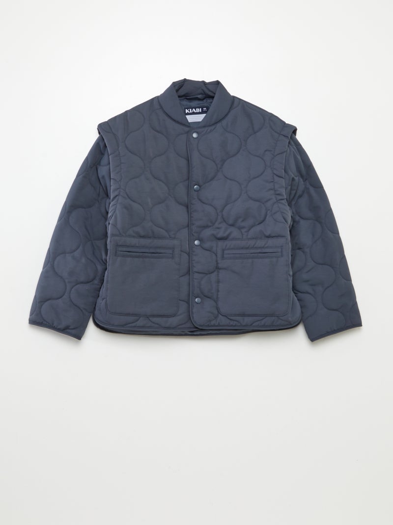 Anorak acolchado con mangas extraíbles AZUL - Kiabi