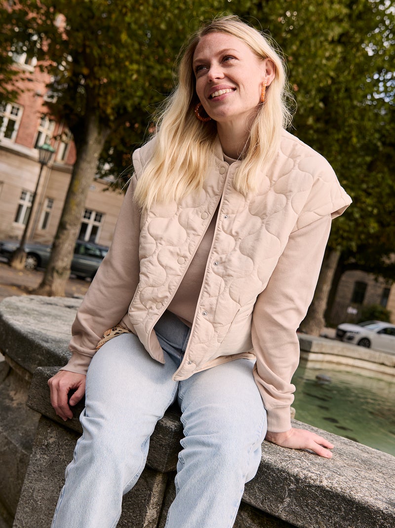 Anorak acolchado con mangas extraíbles BEIGE - Kiabi