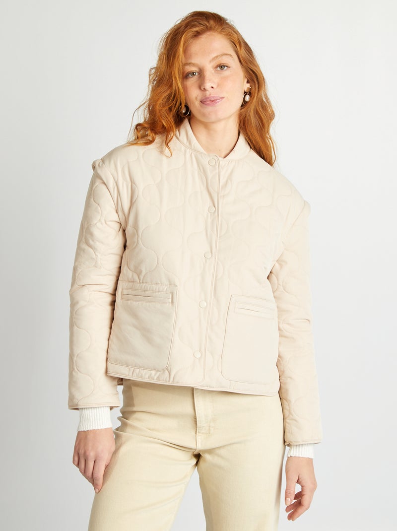 Anorak acolchado con mangas extraíbles BEIGE - Kiabi