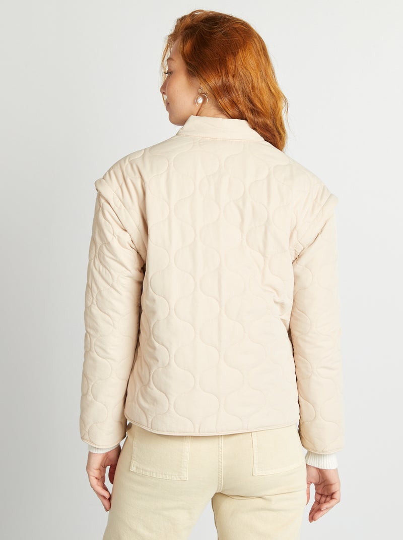 Anorak acolchado con mangas extraíbles BEIGE - Kiabi