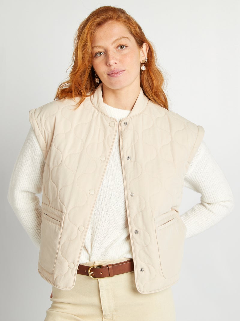 Anorak acolchado con mangas extraíbles BEIGE - Kiabi