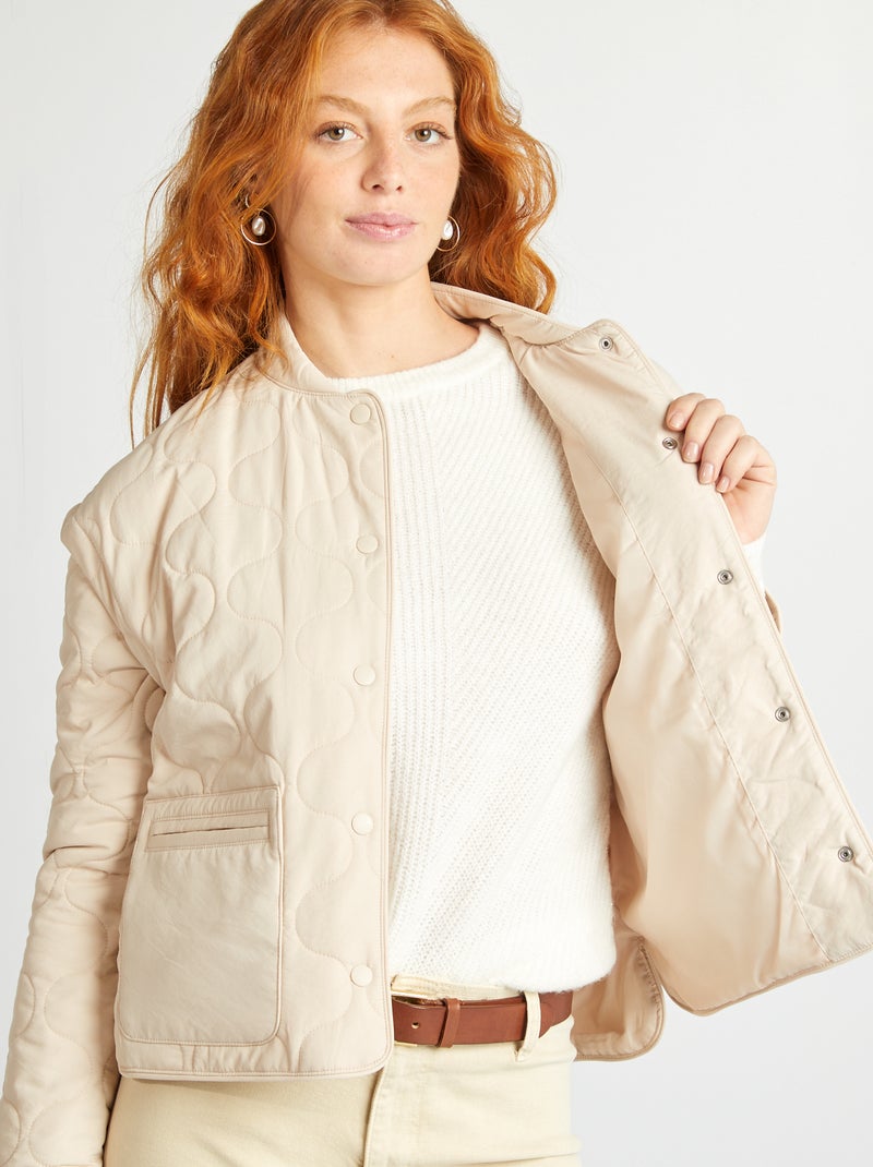 Anorak acolchado con mangas extraíbles BEIGE - Kiabi
