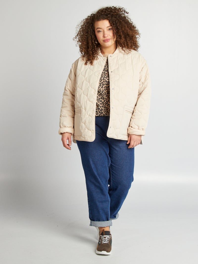 Anorak acolchado con mangas extraíbles BEIGE - Kiabi