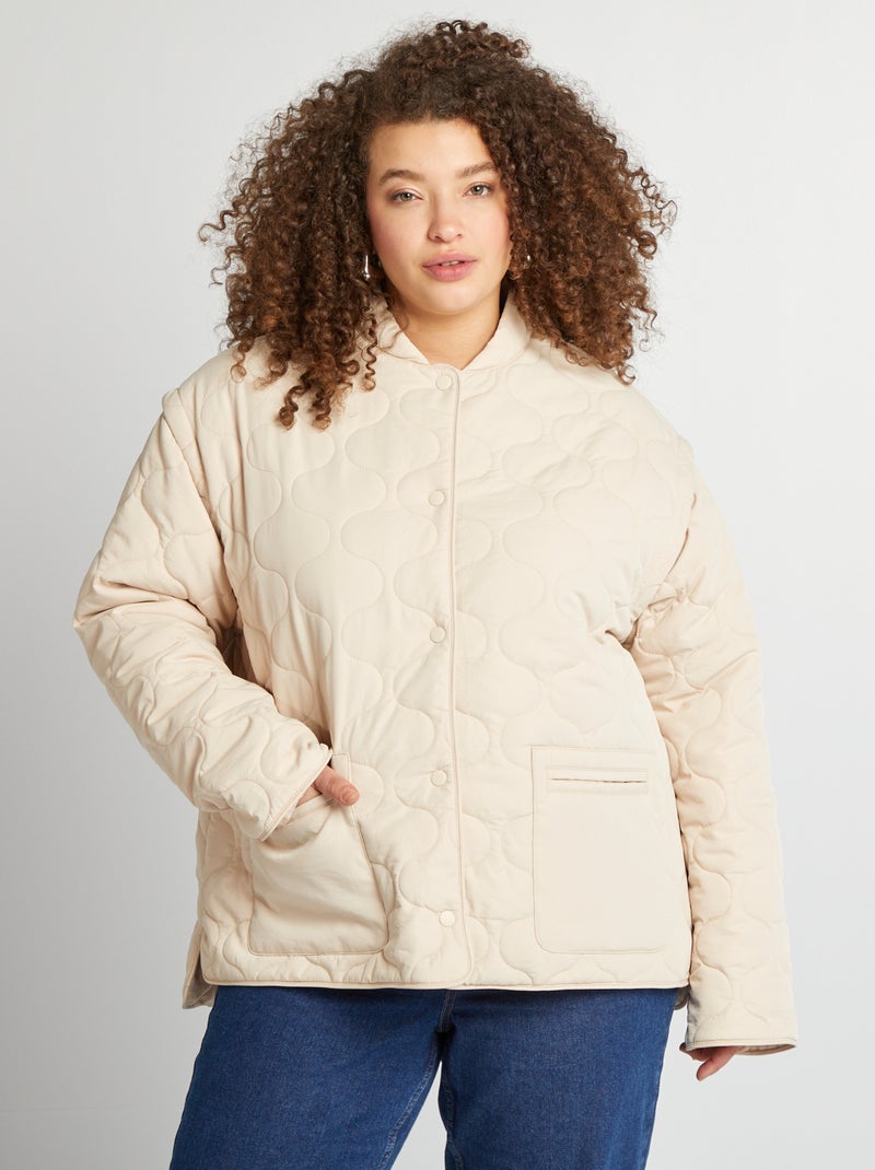 Anorak acolchado con mangas extraíbles BEIGE - Kiabi