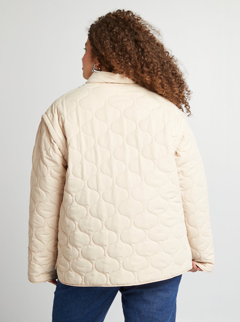 Anorak acolchado con mangas extraíbles BEIGE - Kiabi