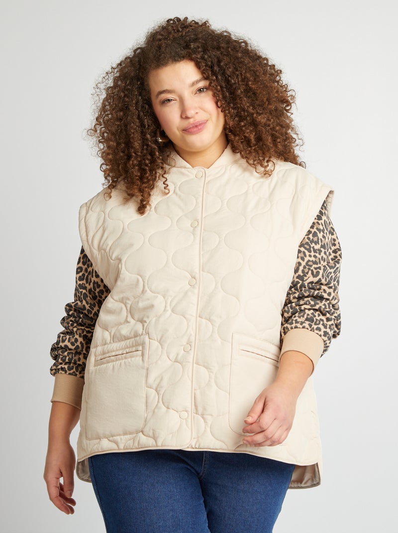 Anorak acolchado con mangas extraíbles BEIGE - Kiabi