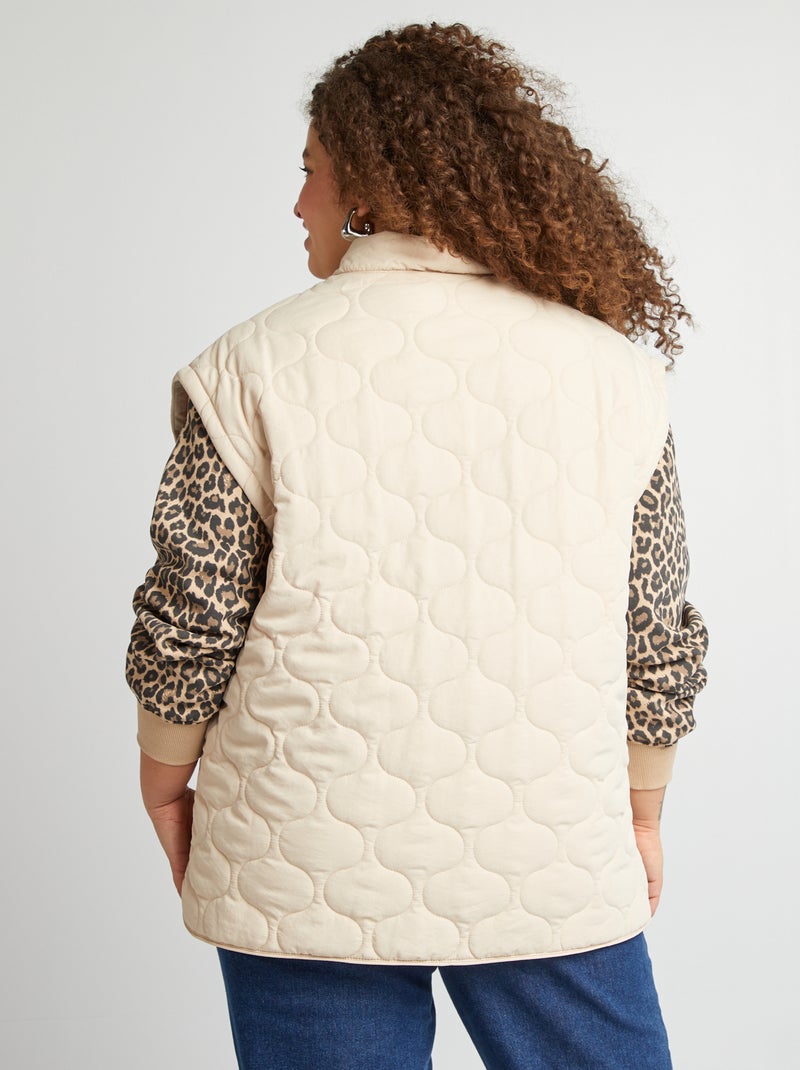 Anorak acolchado con mangas extraíbles BEIGE - Kiabi