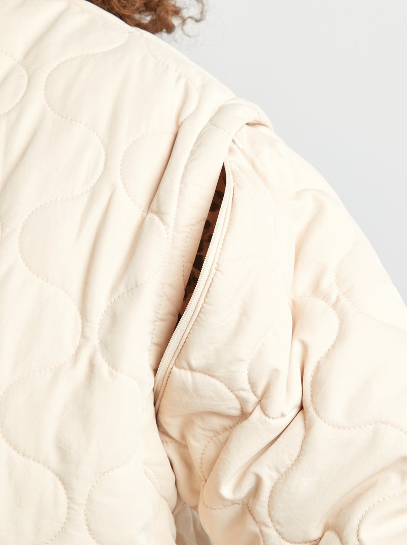 Anorak acolchado con mangas extraíbles BEIGE - Kiabi