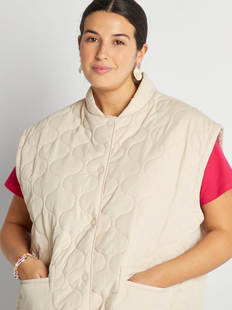 Anorak acolchado con mangas extraíbles BEIGE - Kiabi