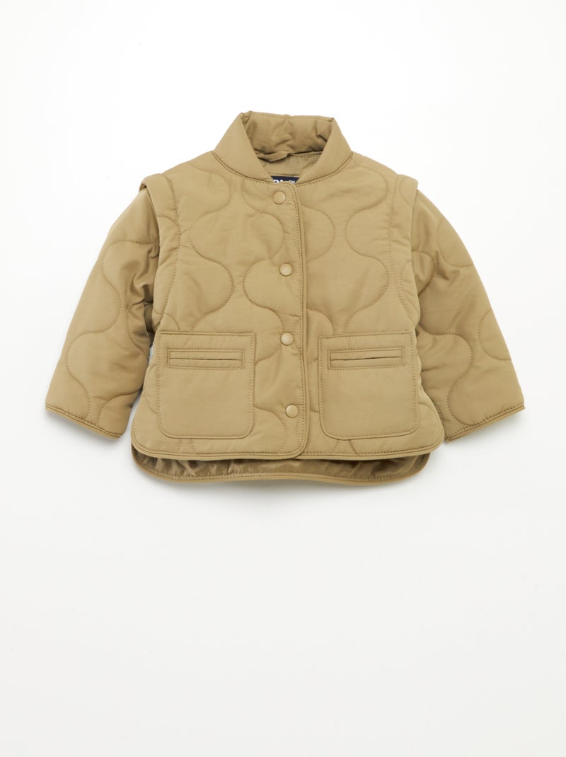 Anorak acolchado con mangas extraíbles KAKI - Kiabi