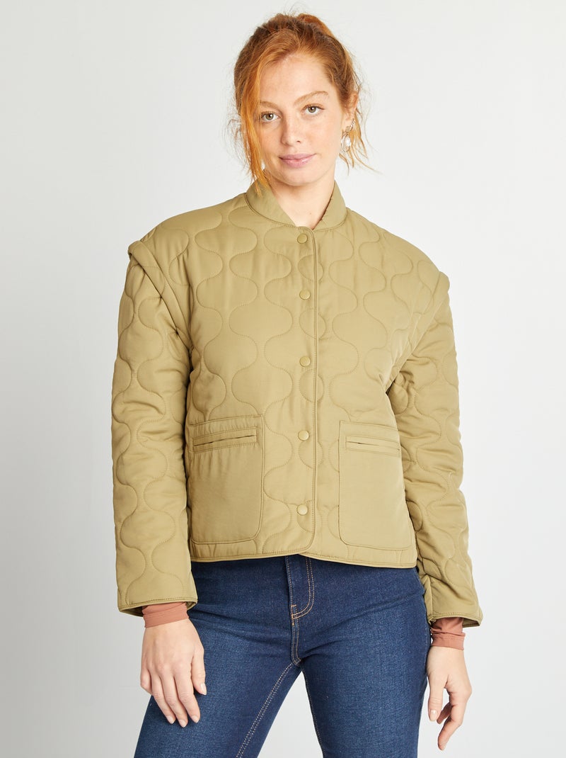 Anorak acolchado con mangas extraíbles KAKI - Kiabi