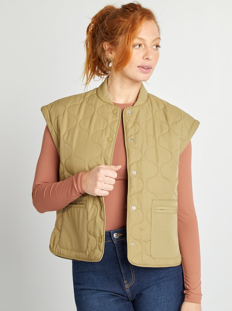 Anorak acolchado con mangas extraíbles KAKI - Kiabi