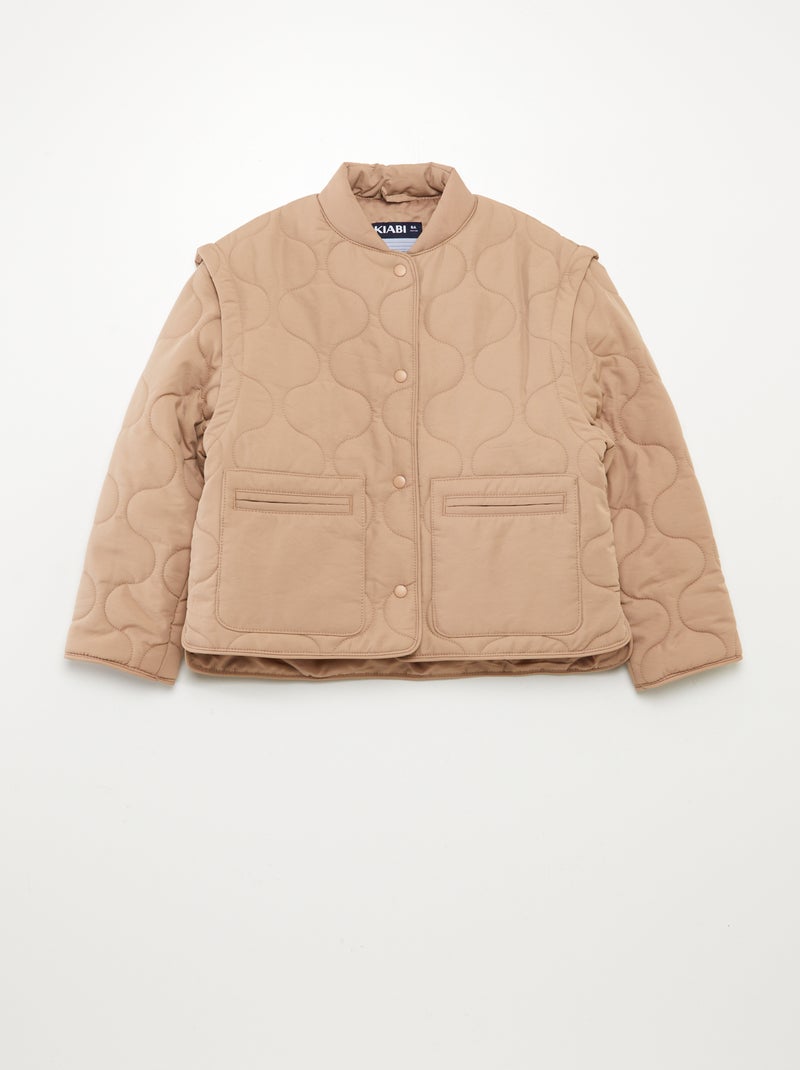 Anorak acolchado con mangas extraíbles MARRON - Kiabi