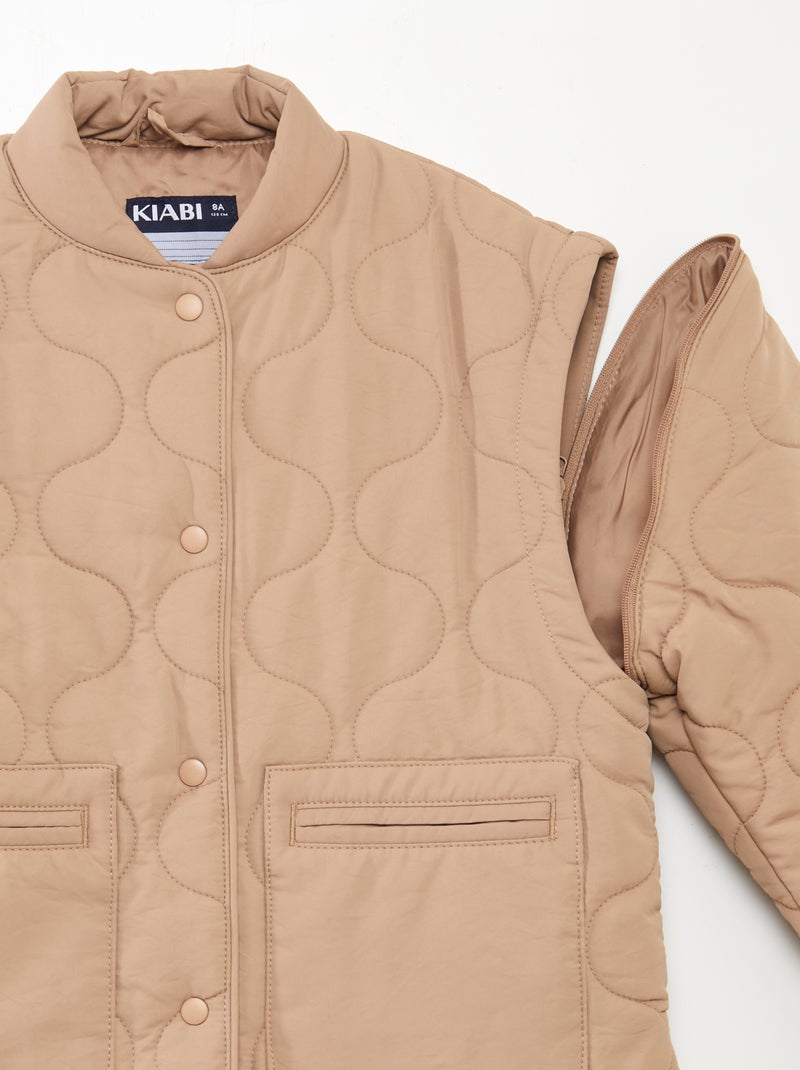 Anorak acolchado con mangas extraíbles MARRON - Kiabi