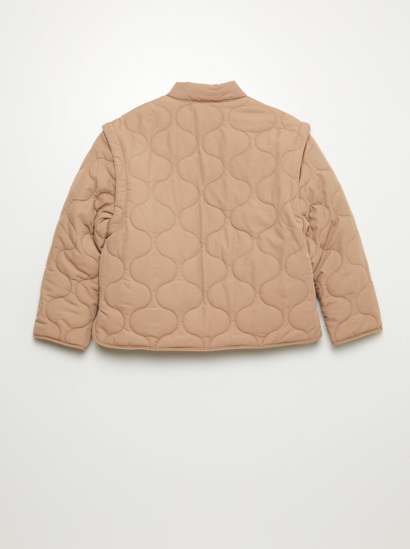 Anorak acolchado con mangas extraíbles MARRON - Kiabi