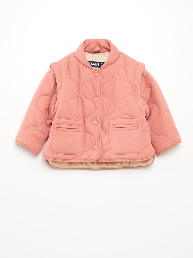 Anorak acolchado con mangas extraíbles ROSA - Kiabi