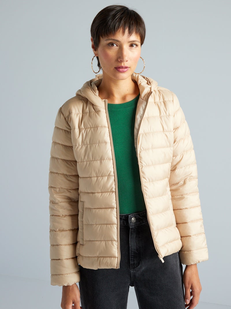 Anorak acolchado de botellas recicladas beige - Kiabi