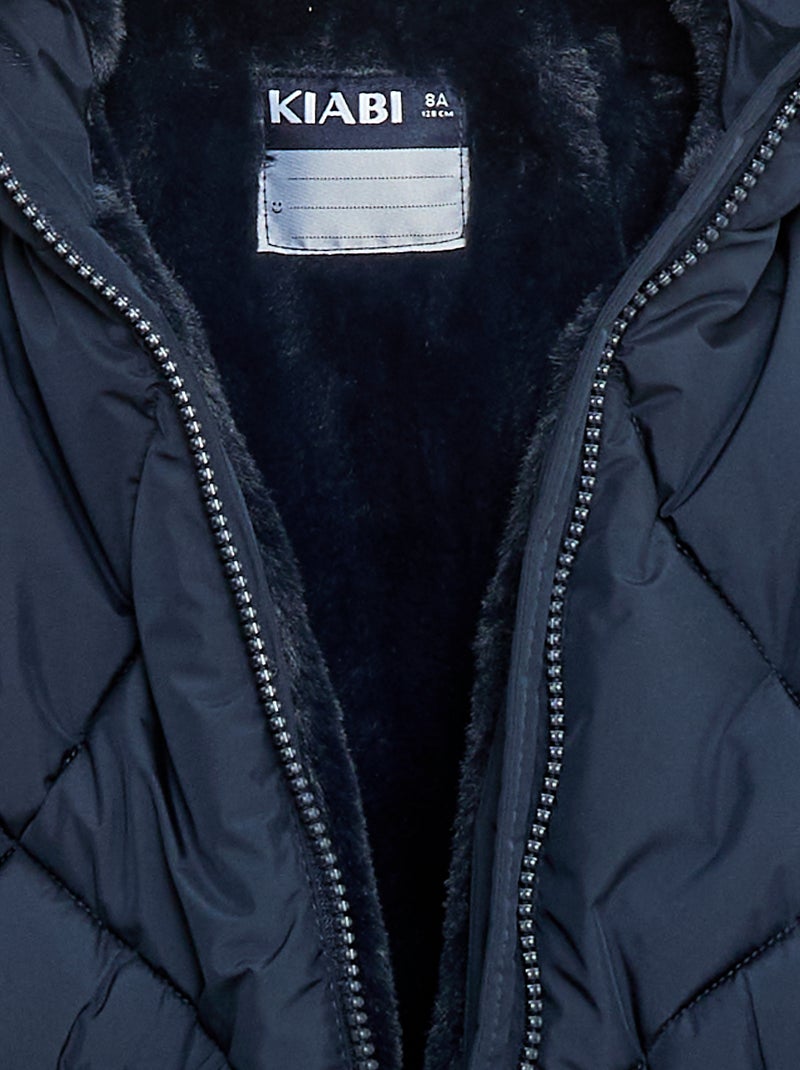 Anorak acolchado midi cálido e hidrófugo Azul - Kiabi
