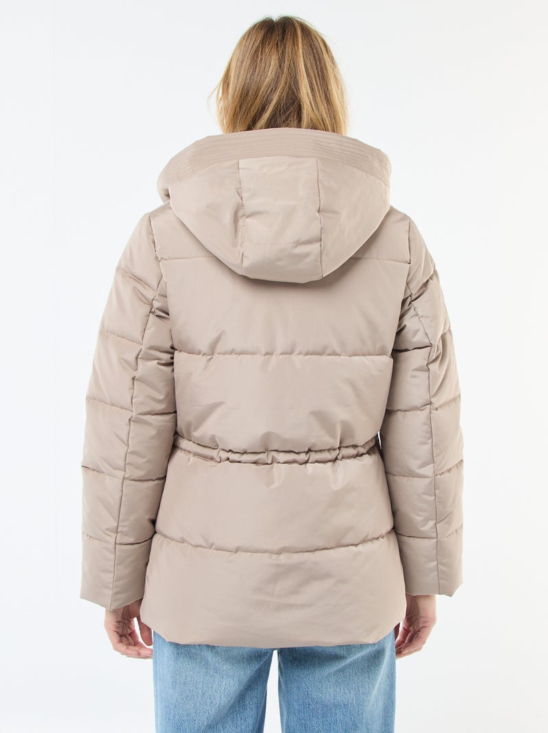Anorak acolchado midi con capucha Beige - Kiabi