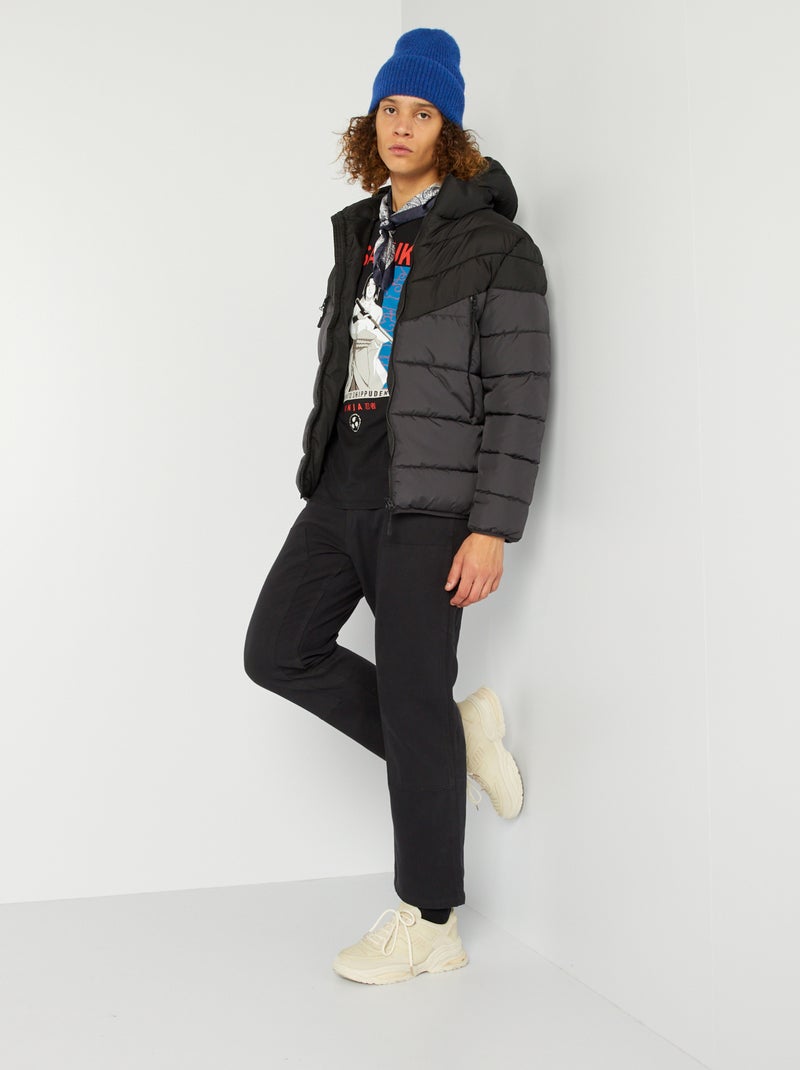 Anorak bicolor acolchado negro - Kiabi