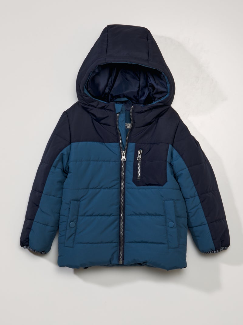 Anorak con capucha colorblock azul - Kiabi